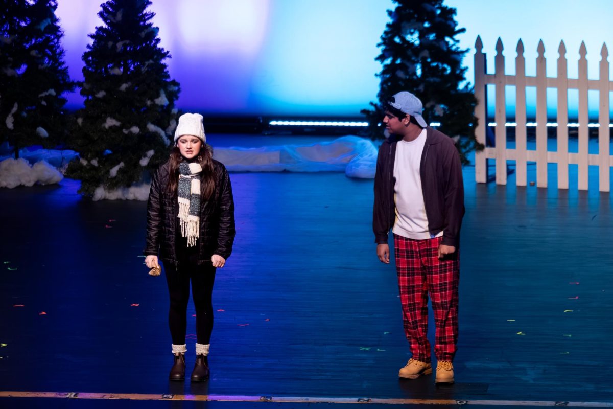 Sursh Gadi ‘27 (East) and Cameron Lay ‘27 (Glory) perform during tech week. 
